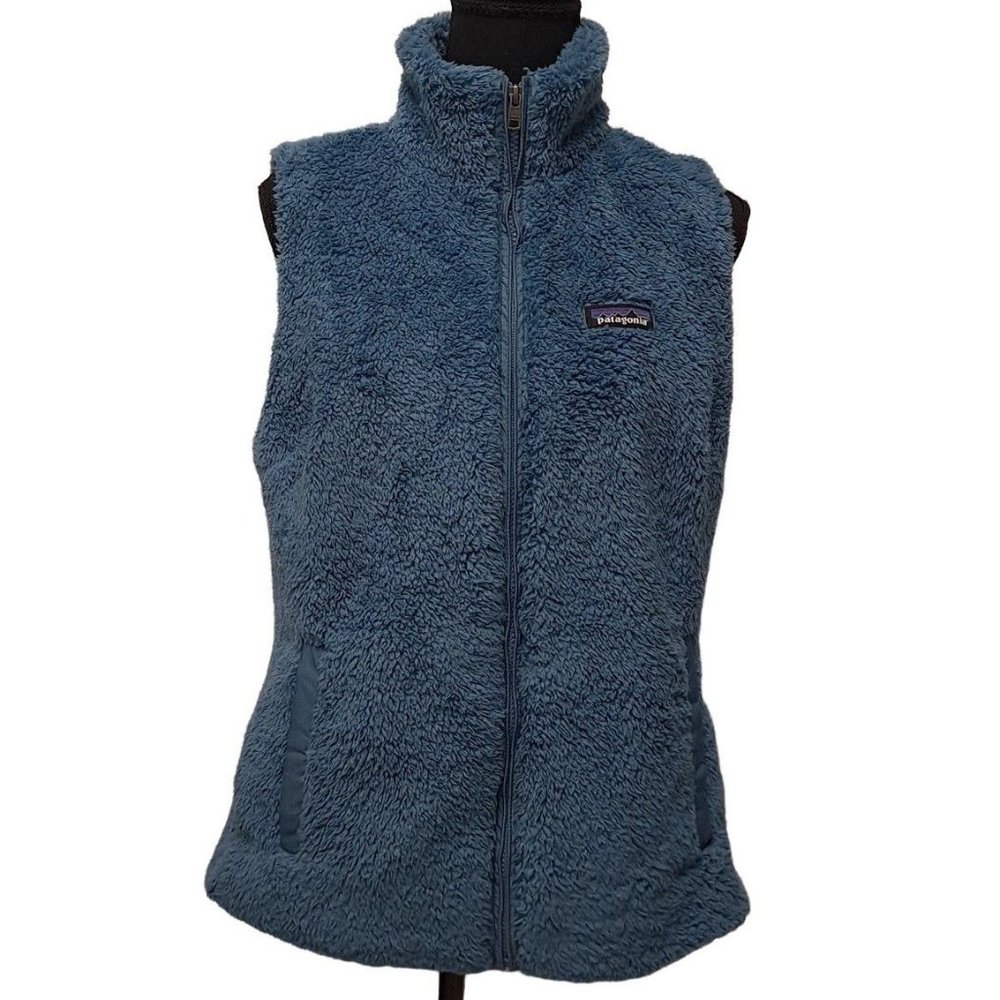 Patagonia Womens Sky Blue Fleece Full Zip Sleeveless Mock Neck Vest Size Large